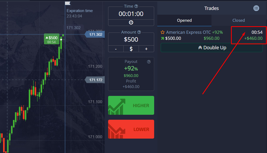 Running binary options trade