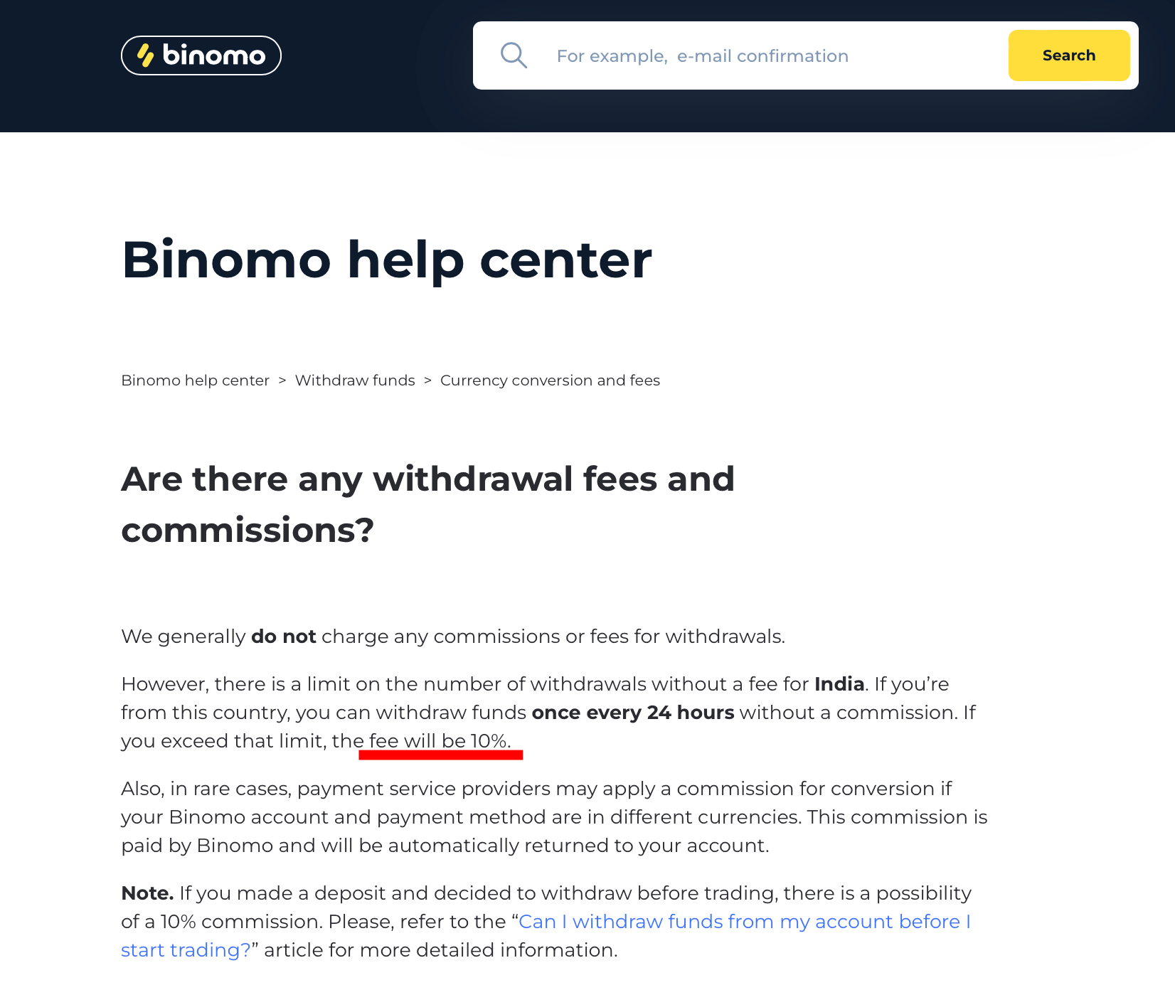 The Binomo withdrawal fees